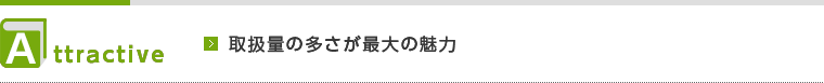 Attractive 取扱量の多さが最大の魅力